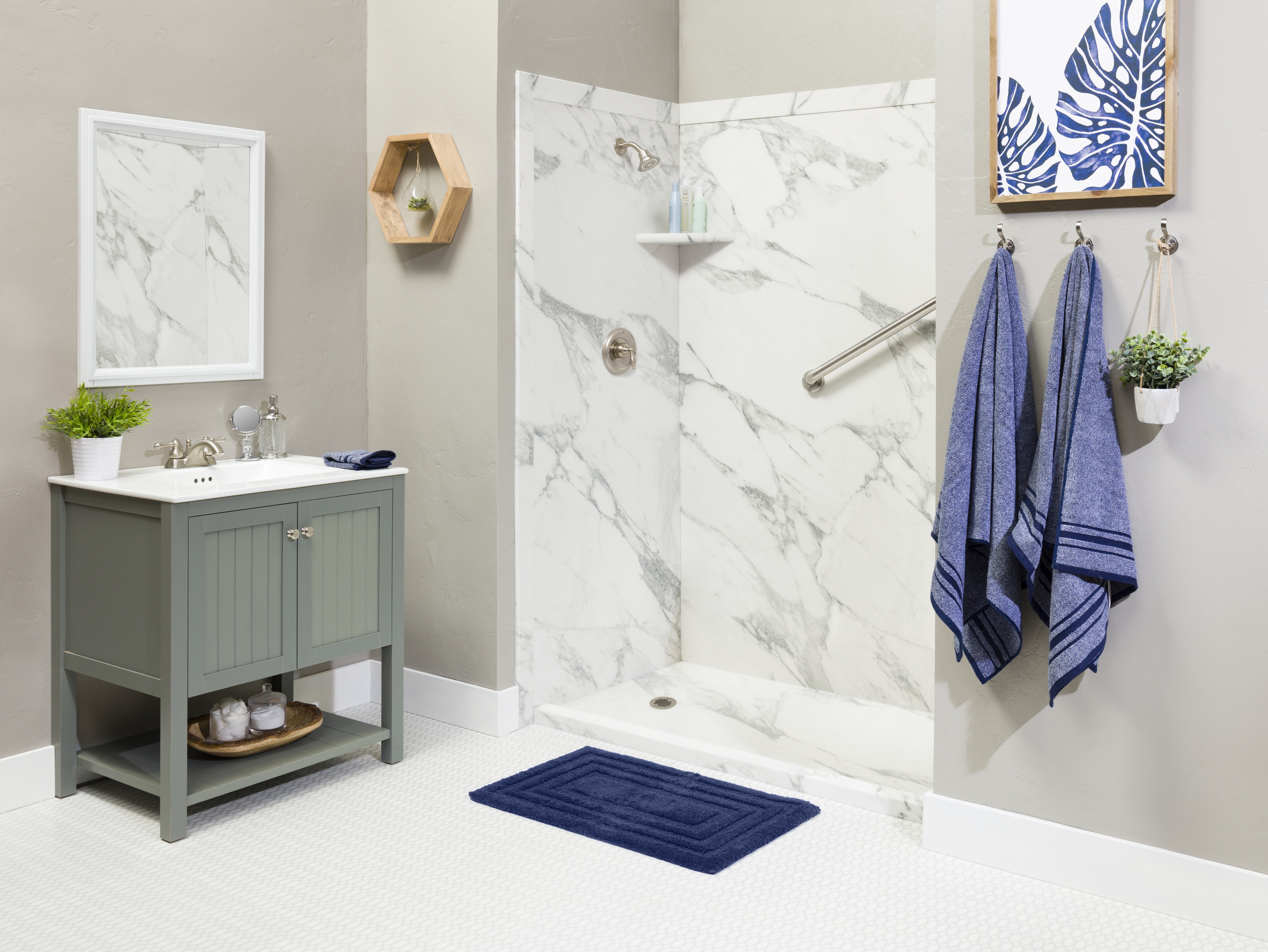Sentrel Bath System Calacatta Shower