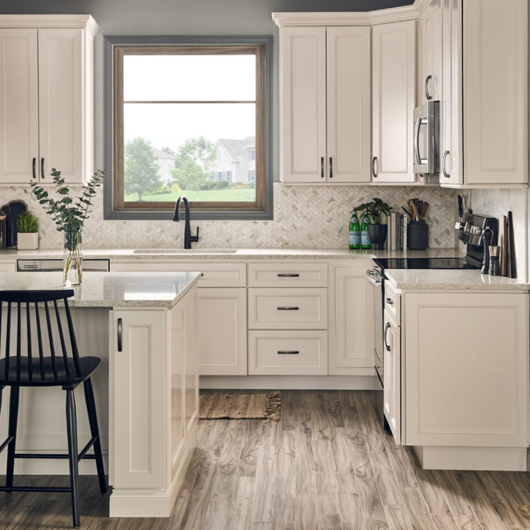 Kitchen with white cabinets